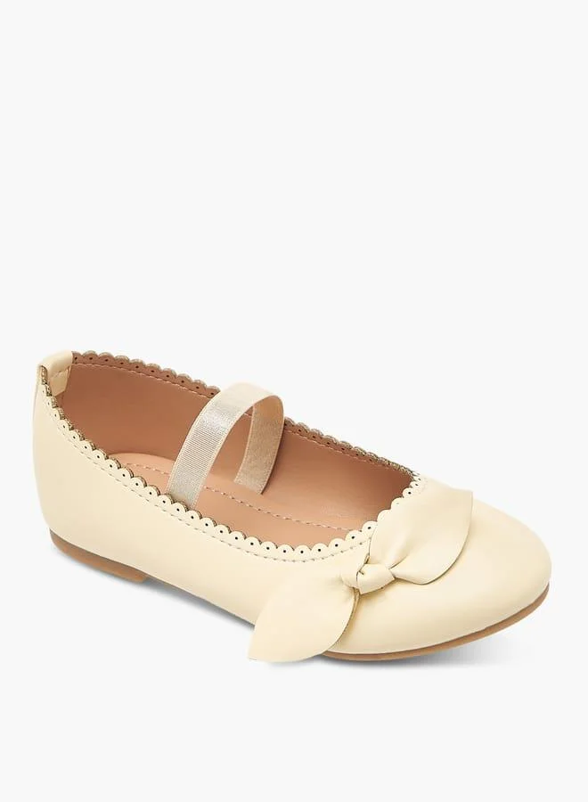 Flora Bella By Shoexpress Girl's Textured Ballerina Shoes With Elastic And Bow Detail