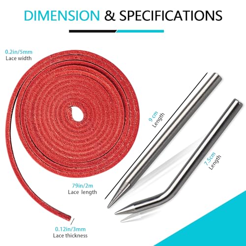 Seiria Baseball Glove Lace, Mitt Lace Repair Kit Softball 2 Leather Laces and 2 Lacing Needles for Catcher's Glove (Red) - Image 3