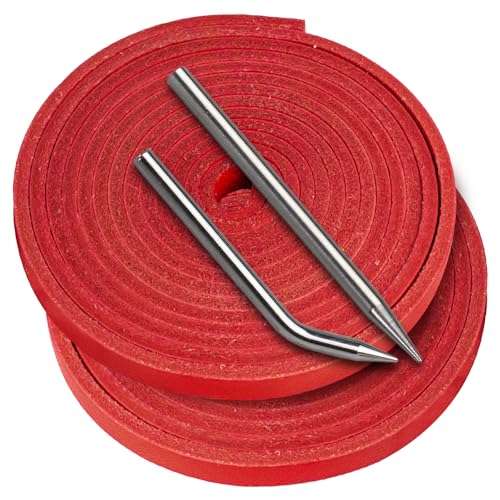 Seiria Baseball Glove Lace, Mitt Lace Repair Kit Softball 2 Leather Laces and 2 Lacing Needles for Catcher's Glove (Red) - Image 1