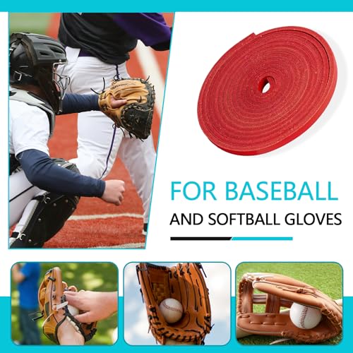 Seiria Baseball Glove Lace, Mitt Lace Repair Kit Softball 2 Leather Laces and 2 Lacing Needles for Catcher's Glove (Red) - Image 5