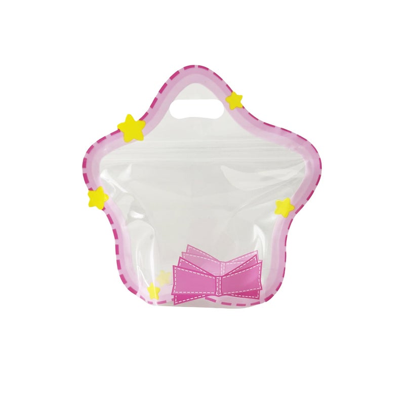 MITOB 30 Pack Clear Resealable Stand-up Bottom Gift Bags Plastic Goody Treat Bag Candy Snack Food Storage Wrapping for Wedding Birthday Kids Party Favor (8.66x8.66 inch 3 Colors Pattern with Handle) - Image 5