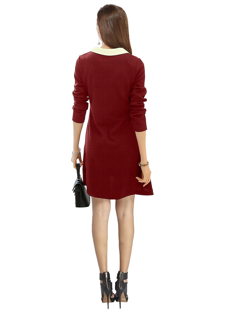 فابيفاي كلوزيت (ش.م.ح) فستان كلاسيكي بقصة A مع ياقة بيتر بان بيضاء - Image 5