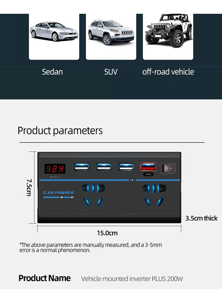 Car inverter charger 12v24v to 110v220V power converter Type-C mobile fast charging - Image 2
