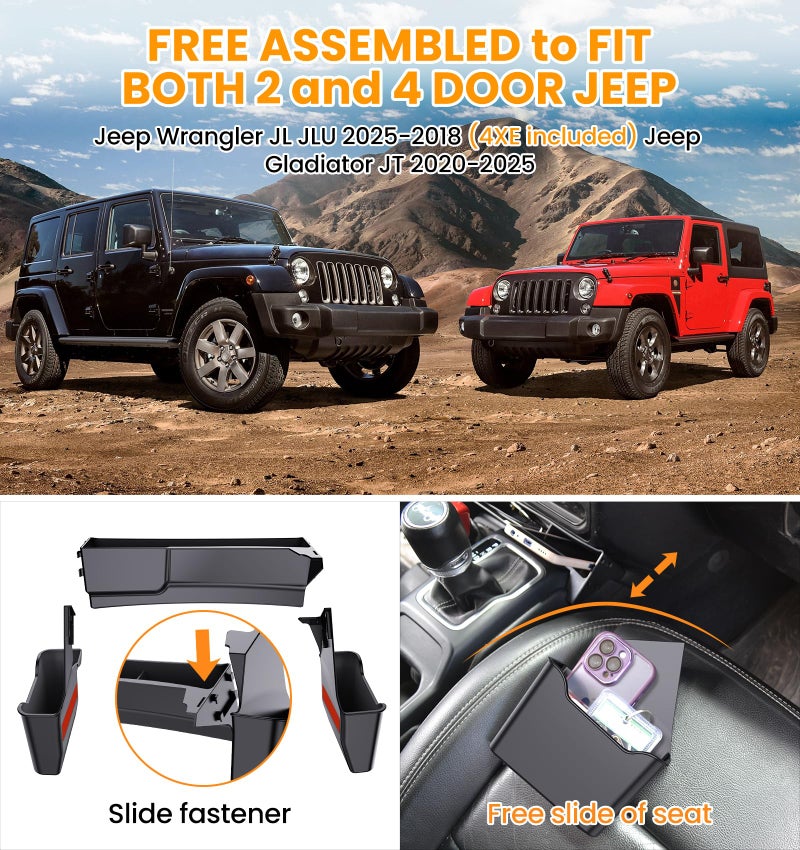 Eamplest Gear Shift Center Console Side Tray Organizer for Jeep Wrangler JL JLU 4xe 2026 2025 2024 2023 2022 2021 2020 2019 2018&Gladiator JT 2020-2026 Interior Storage Accessories Shifter Storage Box - Image 3
