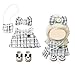 NEOVISTA Clothes Compatible with LABUBU Doll 4PCS Elegant Tweed Set 17cm Doll Clothes Designer Outfit for Classic Monochrome Theme Chic Stylish Accessories for Labubu No Doll Coco White Check - Image 3