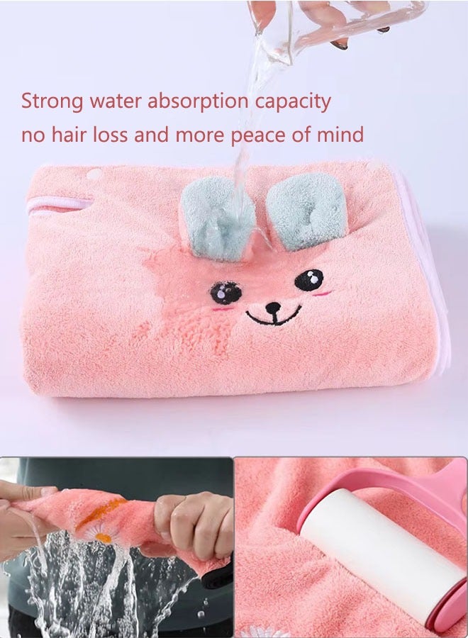 Kids Bath Towel,Towel for Kids, Girls Swim Cover Up Super Absorbent Cute Cartoon Animal,remium Kids Bath Towel Beach Towels Wrap,Absorbent Large Baby Towel,Suitable for Bath, Pool, Beach - Image 3