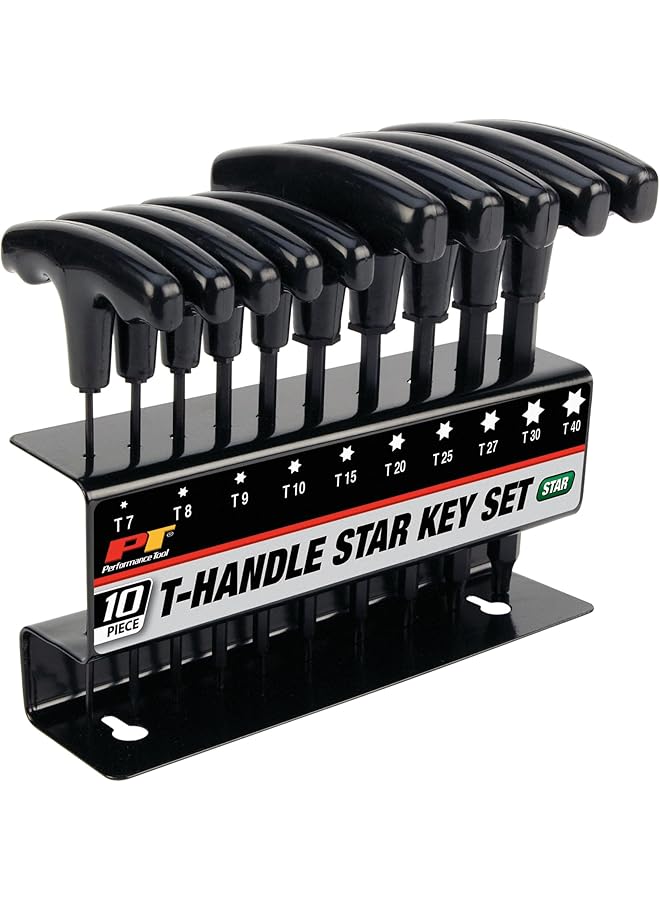 Performance Tool W80276 Star T Handle Hex Key Set 10 Piece Black - Image 1