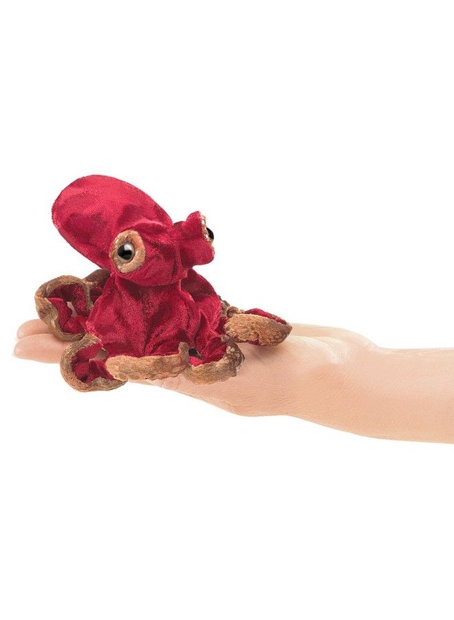 Folkmanis Mini Red Octopus Finger Puppet 8" - Image 1