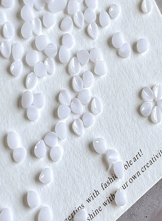 DANNEASY Flowers Nail Charms 3D Resin White Petals Charm Pearls Claer Nail Rhinestones Gems Diamond Crystal Floral Nail Art Charms Spring Summer Nail Decorations for Women Nails Supplies - Image 4