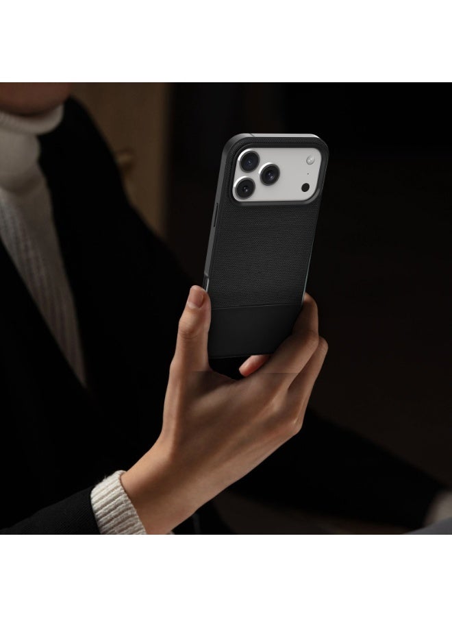 ليفيلو جراب MagSafe لهاتف iPhone 17 Pro Max مصنوع من الجلد مع قبضة مريحة وجلد PU فاخر / مصد مقاوم للصدمات / إطار من سبائك الألومنيوم للكاميرا والأزرار / مغناطيس قوي - أسود فانتوم - Image 2