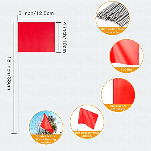 IKAYAS 4 * 5 Inch Red PVC Small Yard Flag Stake - 50 Pack Lawn & Garden Flags - Image 2