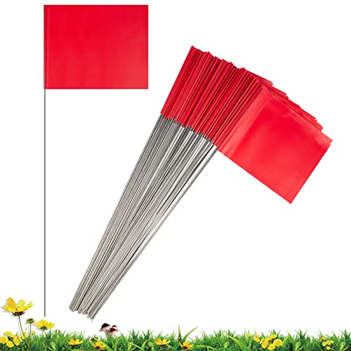IKAYAS 4 * 5 Inch Red PVC Small Yard Flag Stake - 50 Pack Lawn & Garden Flags - Image 1