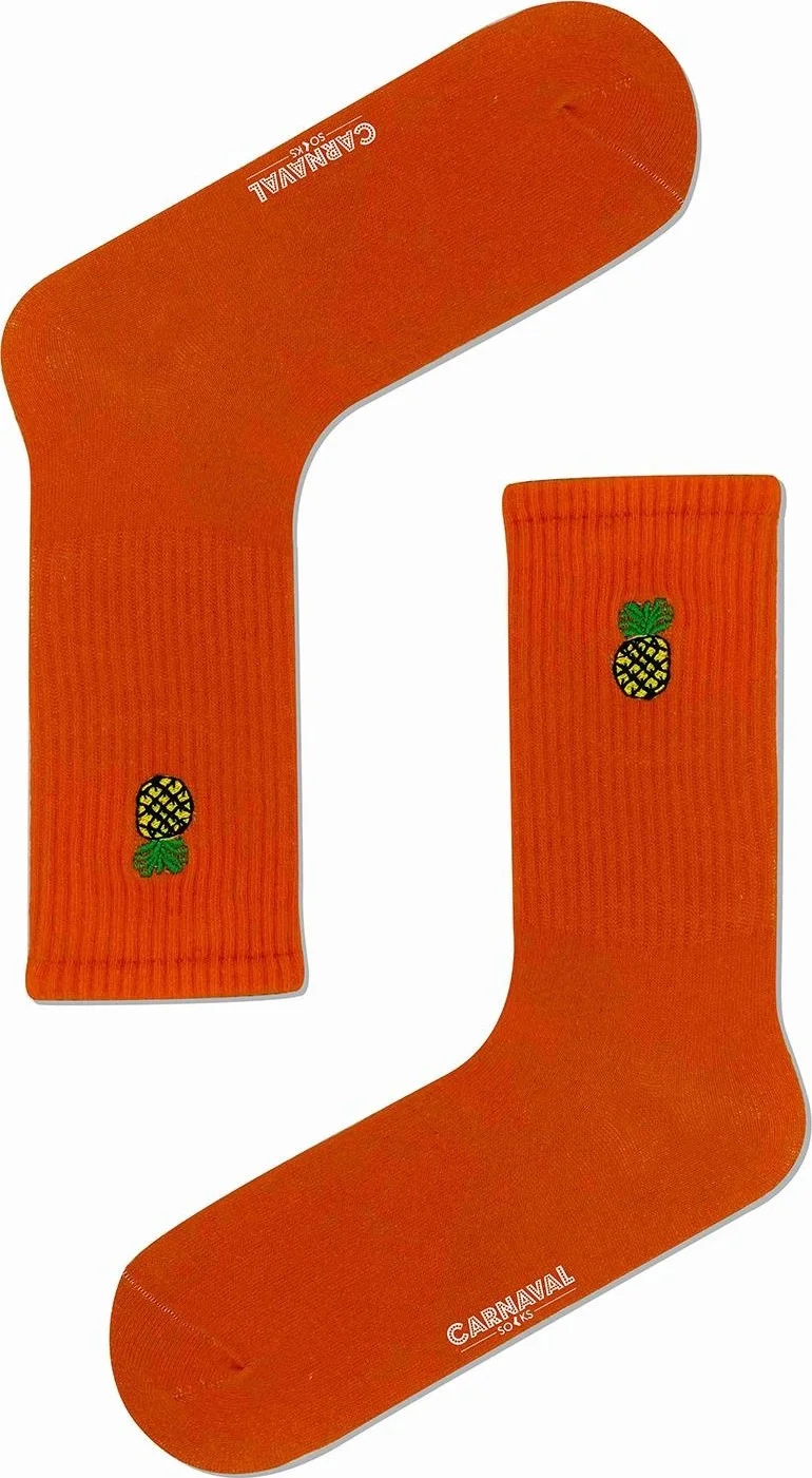 كارنافال سوكس Pineapple Embroidered Orange Color Sports Socks