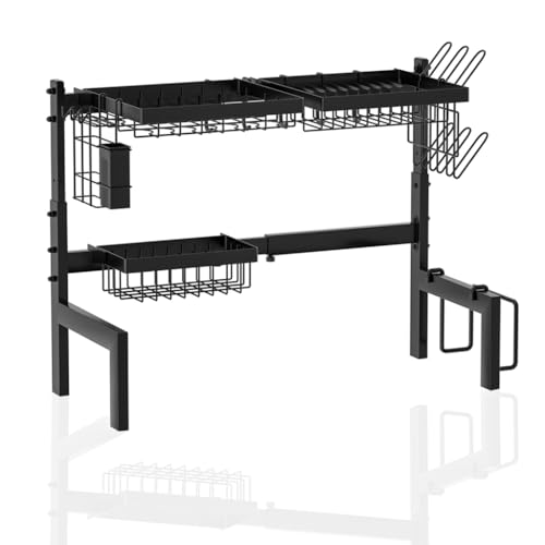 HASTHIP Cotton Kitchen Sink Organizer Multifunctional Over-the-Sink Storage Rack Expandable Dry Rack for Dishes Cups Cutting Board Utensil Stand, Free Standing, Wire, Hanging, Flat - Image 1