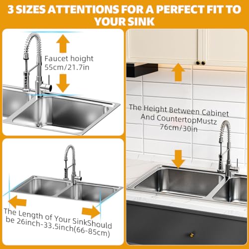 HASTHIP Cotton Kitchen Sink Organizer Multifunctional Over-the-Sink Storage Rack Expandable Dry Rack for Dishes Cups Cutting Board Utensil Stand, Free Standing, Wire, Hanging, Flat - Image 4