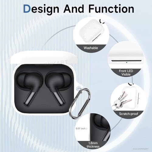 Cocoonkart Silicone Case Cover Compatible for OnePluss Buds 3 -White - Image 5
