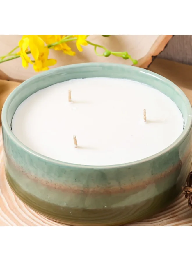 DANUBE HOME Amara Ombre Glass Wax Candle – Scented Decorative Candle In Elegant Gradient Jar For Home, Living Room, Bedroom, Spa, Gifting & Aromatherapy Relaxation Olive 16.2X6.6Cm