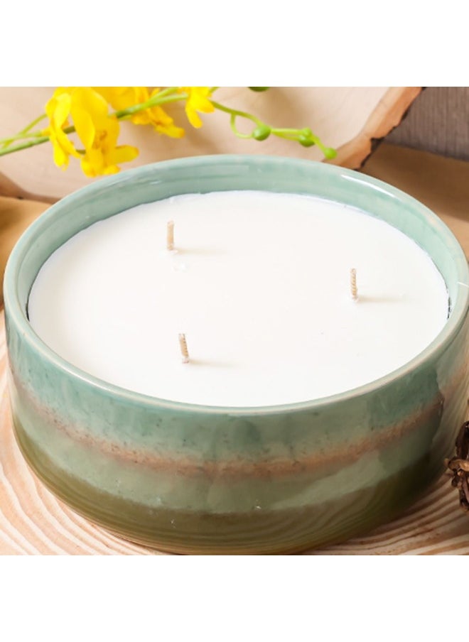 DANUBE HOME Amara Ombre Glass Wax Candle – Scented Decorative Candle In Elegant Gradient Jar For Home, Living Room, Bedroom, Spa, Gifting & Aromatherapy Relaxation Olive 16.2X6.6Cm  - Image 2