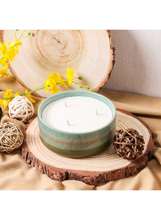 DANUBE HOME Amara Ombre Glass Wax Candle – Scented Decorative Candle In Elegant Gradient Jar For Home, Living Room, Bedroom, Spa, Gifting & Aromatherapy Relaxation Olive 16.2X6.6Cm  - Image 1