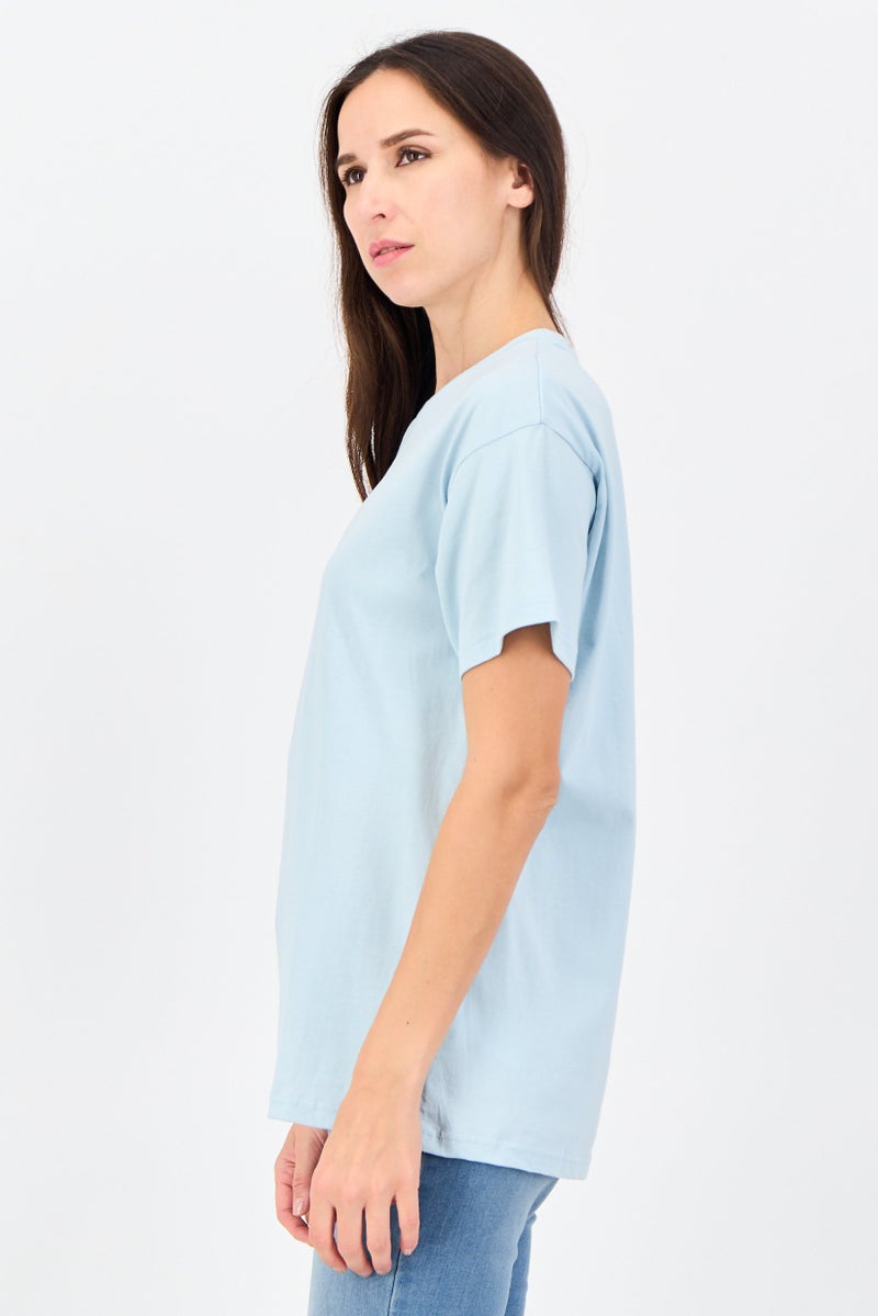 Disney Women Crew Neck Short Sleeve Graphic Print T-shirt, Pastel Blue - Image 3