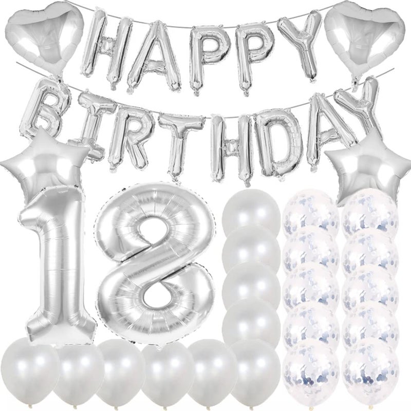 ZSNWGZ Sweet 18th Birthday Decorations Party SuppliesSilver Number 18 Balloons18th Foil Mylar Balloons Latex Balloon DecorationGreat 18th Birthday for GirlsWomenMenPhoto Props - Image 3