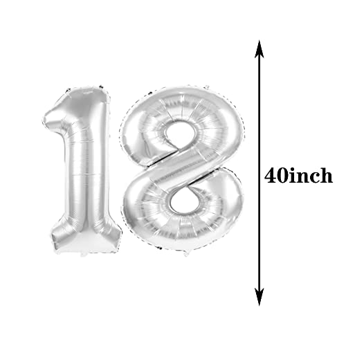 ZSNWGZ Sweet 18th Birthday Decorations Party SuppliesSilver Number 18 Balloons18th Foil Mylar Balloons Latex Balloon DecorationGreat 18th Birthday for GirlsWomenMenPhoto Props - Image 5