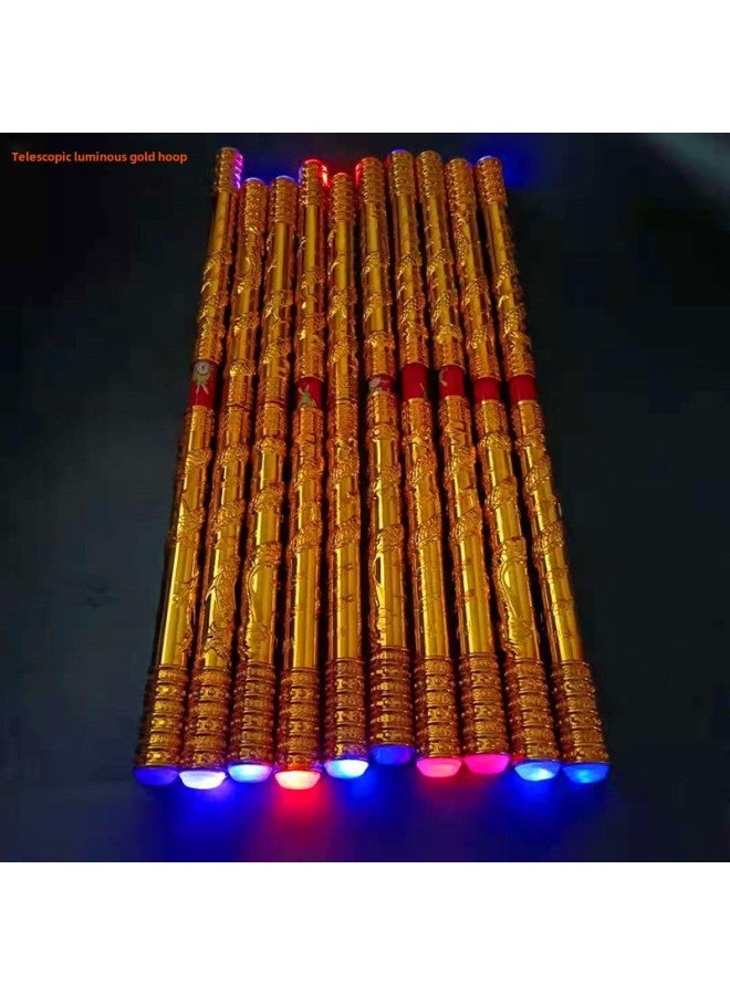Automatic Telescopic Gold Cudgel Stainless Steel Luminous Telescopic Gold Cudgel Scenic Spot Stall Children's Toys Wholesale-Color:Button Telescopic Gold Hoop Red  - Image 2