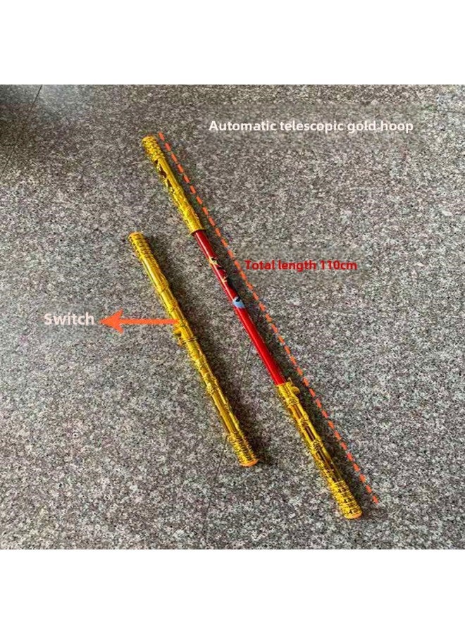 Automatic Telescopic Gold Cudgel Stainless Steel Luminous Telescopic Gold Cudgel Scenic Spot Stall Children's Toys Wholesale-Color:Button Telescopic Gold Hoop Red  - Image 5