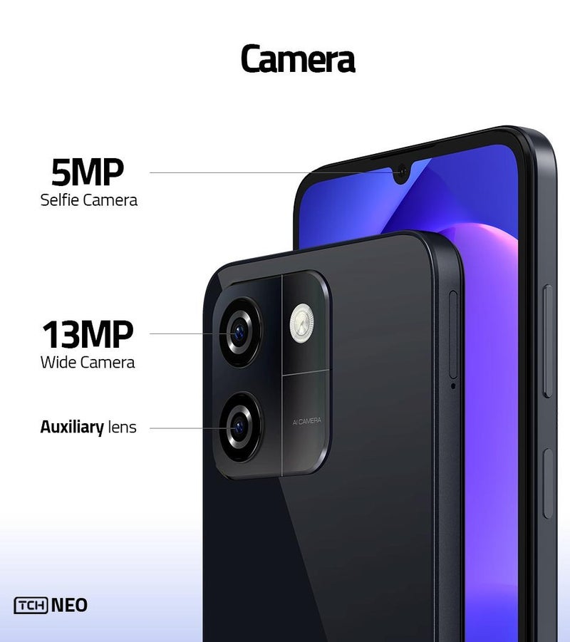 TCH NEO BLACK SMARTPHONE 4GB (Physical) RAM + 4GB (Virtual) RAM 64GB ROM (International Version) Dual Sim - Image 2