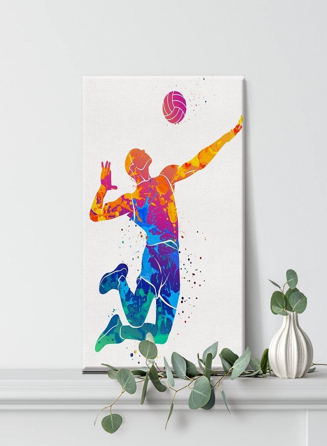 Nvhai Volleyball Player Watercolor Wall Volleyball Man Canvas Painting Prints for Home Office Wall Decor Framed Artwork Sports Gifts(12x15) - Image 4