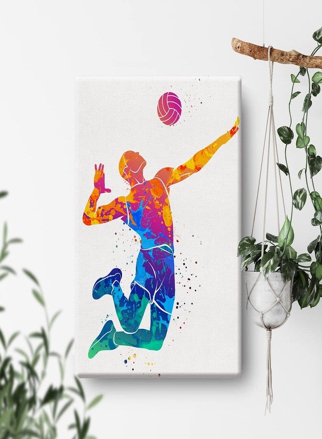 Nvhai Volleyball Player Watercolor Wall Volleyball Man Canvas Painting Prints for Home Office Wall Decor Framed Artwork Sports Gifts(12x15) - Image 3