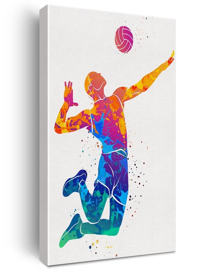 Nvhai Volleyball Player Watercolor Wall Volleyball Man Canvas Painting Prints for Home Office Wall Decor Framed Artwork Sports Gifts(12x15) - Image 1
