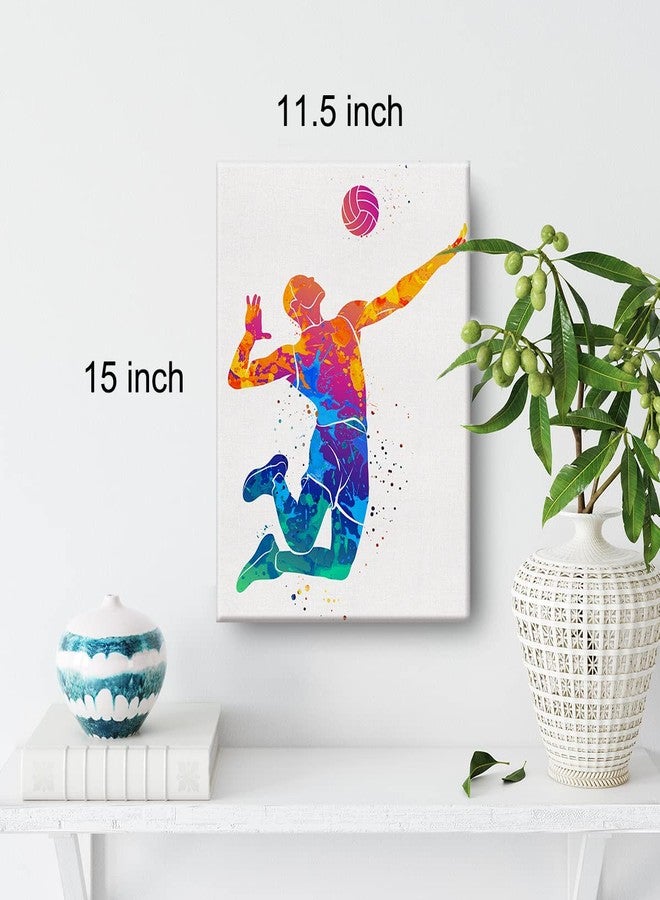 Nvhai Volleyball Player Watercolor Wall Volleyball Man Canvas Painting Prints for Home Office Wall Decor Framed Artwork Sports Gifts(12x15) - Image 2