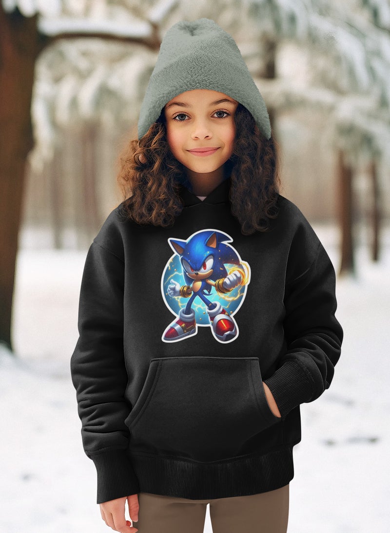 ZOOM Sonic Graphic Design Hoodie In Black Hoodie 
