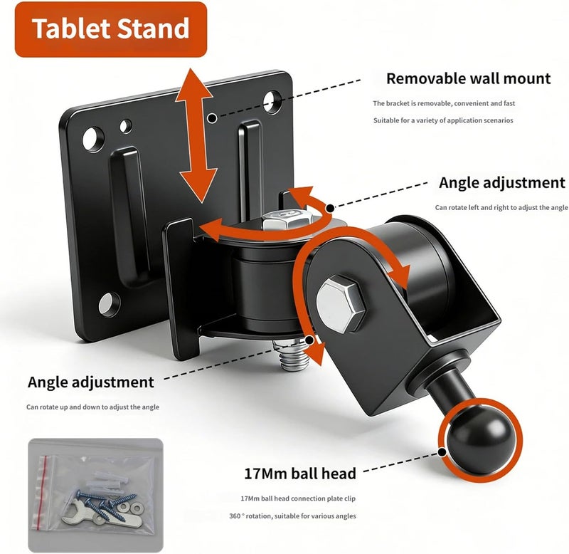 Metal Tablet Phone Stand with 360 Swiveling and Space Saving Wall Mount Option Pad Holder Metal Plastics Tablet Stand - Image 4