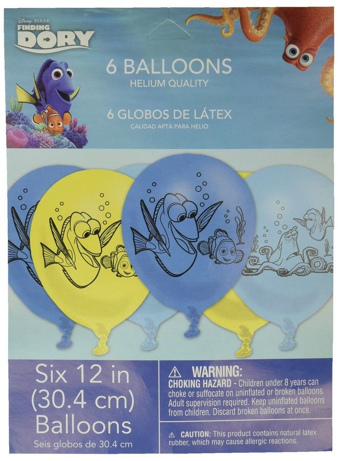 Amscan Finding Dory Nemo Birthday Party Latex Happy Birthday Balloons X 6 - Image 3