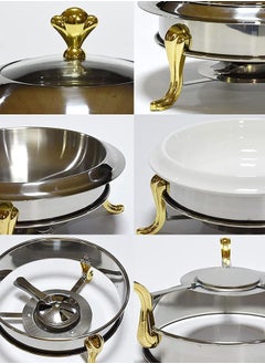 KLNAMAEAAN Stainless Steel Buffet Stove Crown Shape Food Heating Container 24 CM  - Image 3
