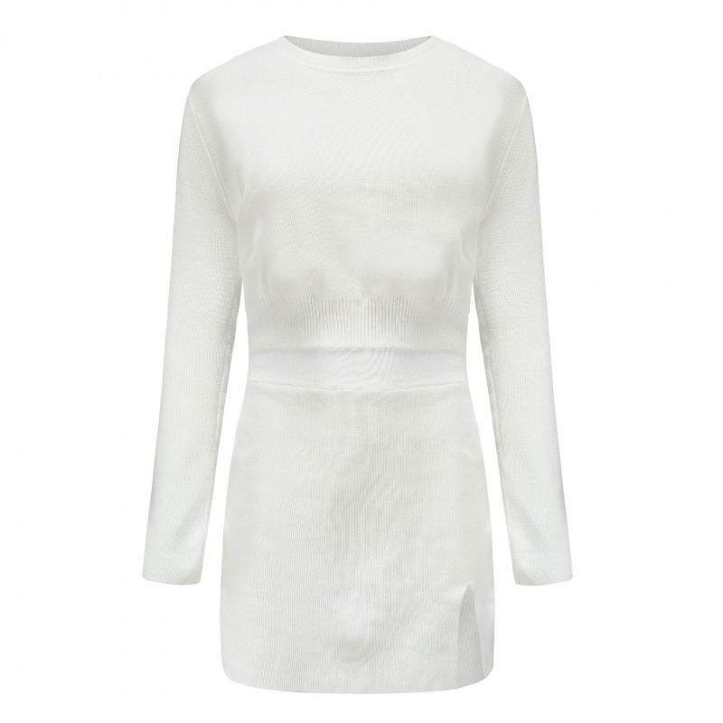 2024 Cross-border Hot Selling Independent Station eBay New European and American Autumn Fashion Sweater Skirt suit Two-piece Set White - Image 1