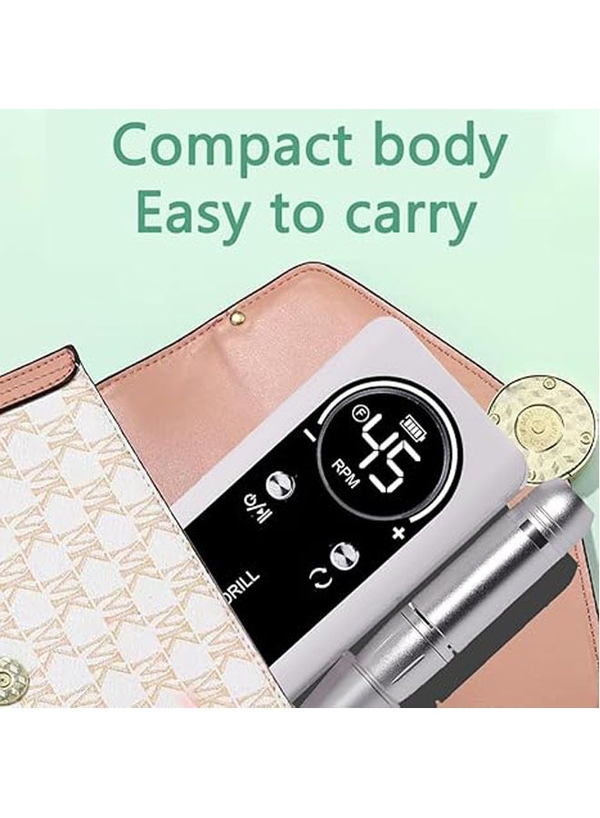 general 45000 RPM nail drill, rechargeable nail drill, electric nail file set with 6 drill bits and grinding band, multi-function nail tool with power bank function - Image 5