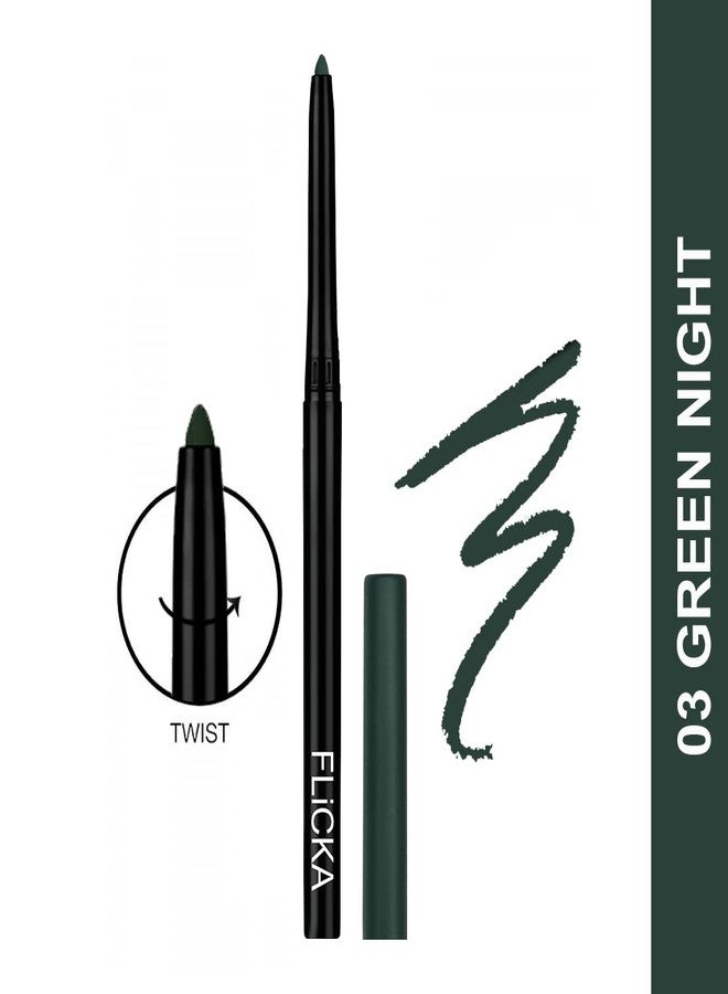 FLiCKA Wild & Kind Twist Kajal Pen - 03 Green Night- Waterproof & Long Lasting - 0.30gm - Image 2