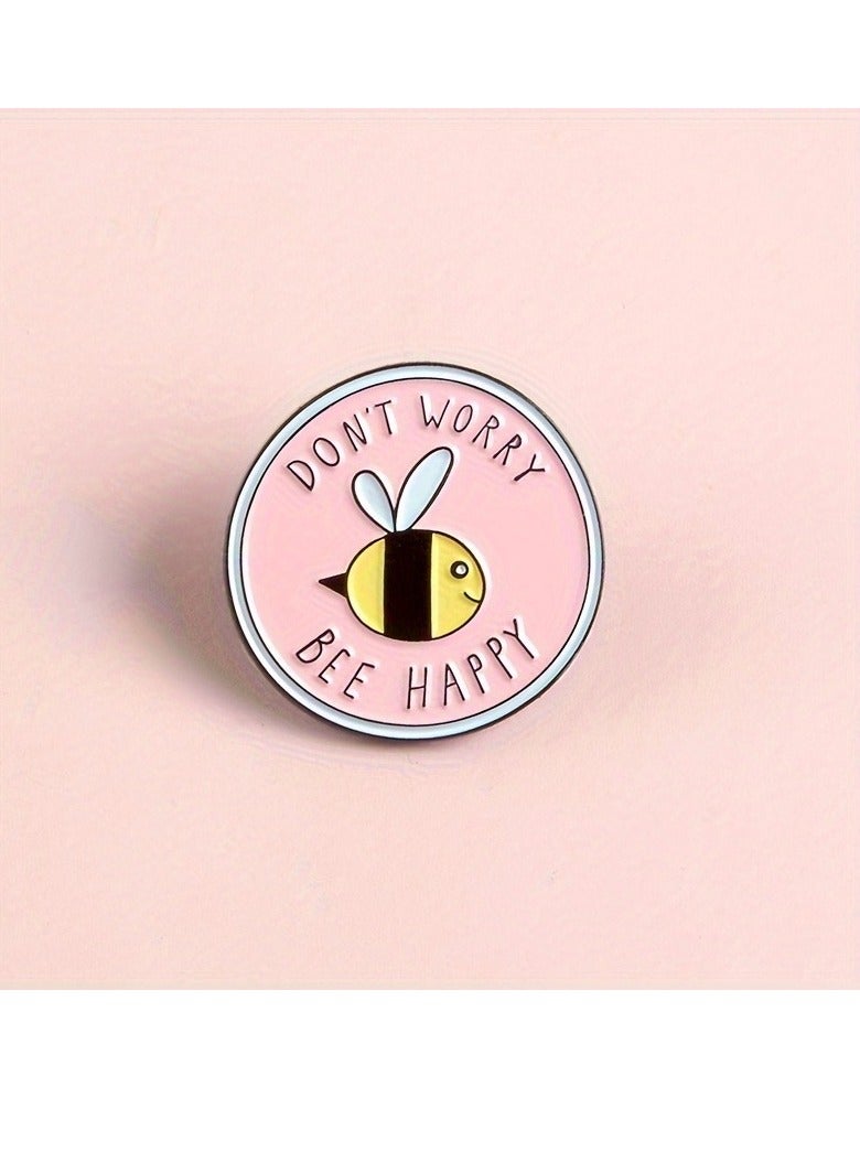 1PC Cute Little Bee Pattern Brooch Creative Round Cartoon Pin For Bag Clothing Hat Decorative Accessories  - Image 1