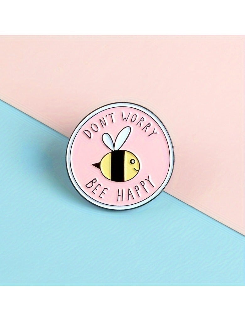 1PC Cute Little Bee Pattern Brooch Creative Round Cartoon Pin For Bag Clothing Hat Decorative Accessories  - Image 3