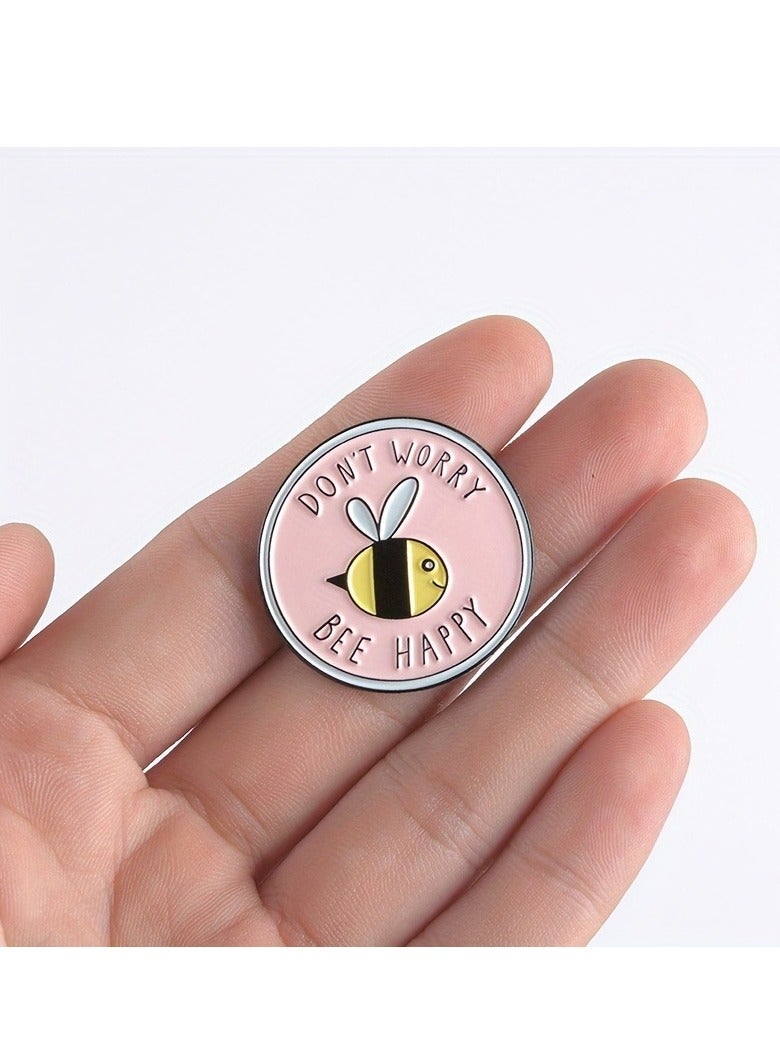 1PC Cute Little Bee Pattern Brooch Creative Round Cartoon Pin For Bag Clothing Hat Decorative Accessories  - Image 2