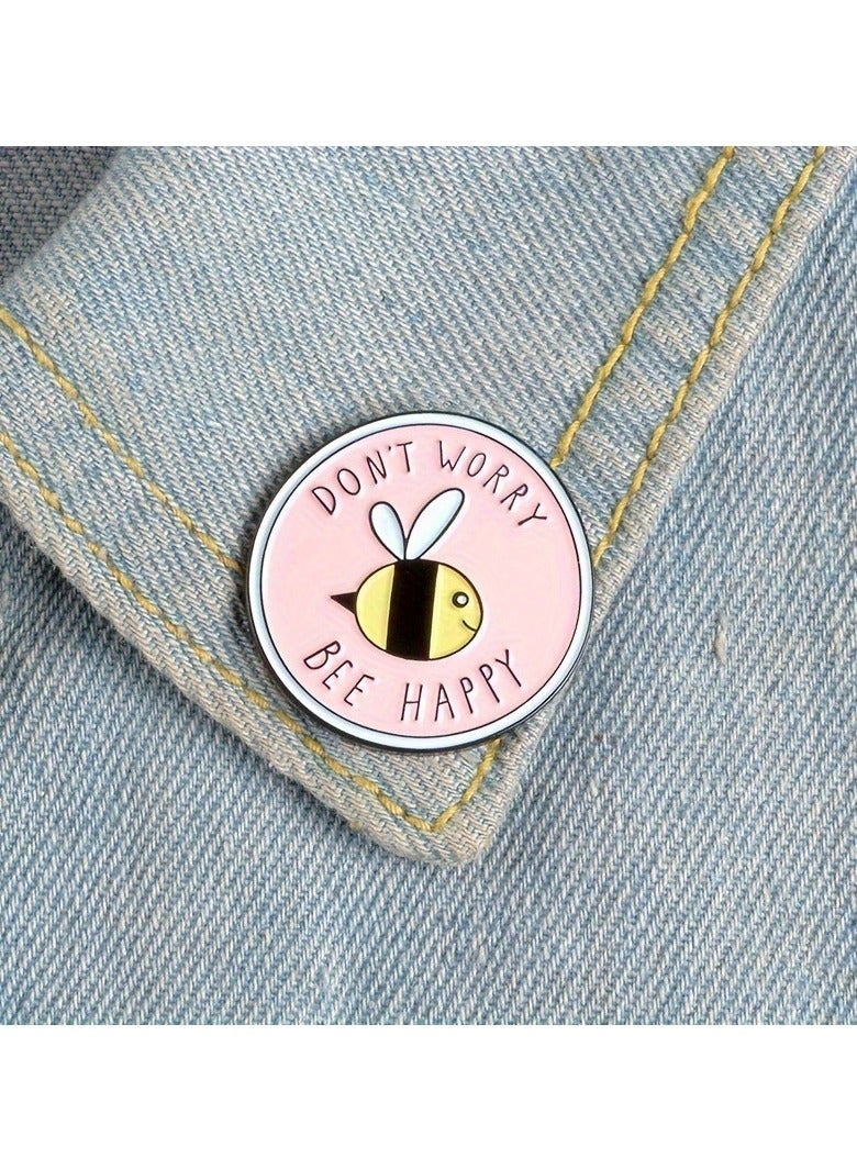 1PC Cute Little Bee Pattern Brooch Creative Round Cartoon Pin For Bag Clothing Hat Decorative Accessories  - Image 4