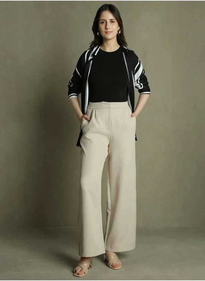 Dennis Lingo Khaki Straight Leg Trousers for Women - Relaxed Fit, Versatile