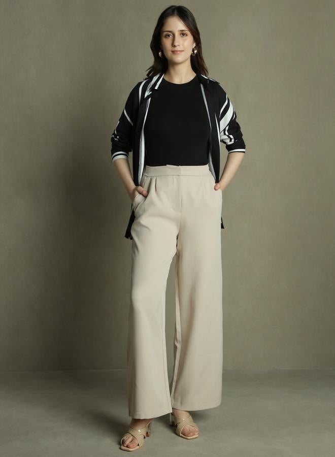Dennis Lingo Khaki Straight Leg Trousers for Women - Relaxed Fit, Versatile - Image 1