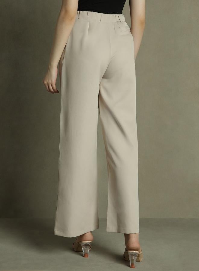 Dennis Lingo Khaki Straight Leg Trousers for Women - Relaxed Fit, Versatile - Image 3