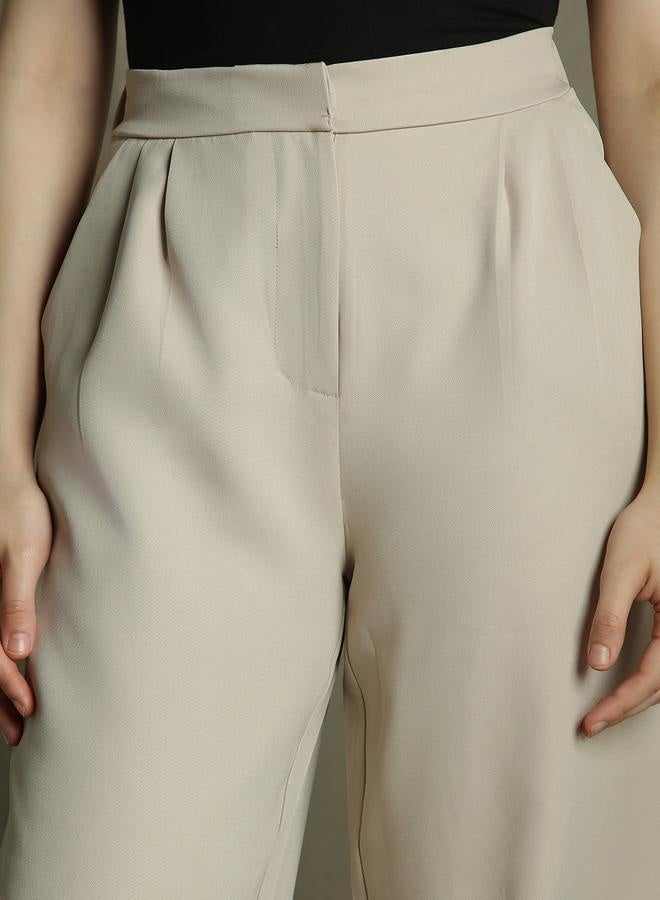 Dennis Lingo Khaki Straight Leg Trousers for Women - Relaxed Fit, Versatile - Image 2
