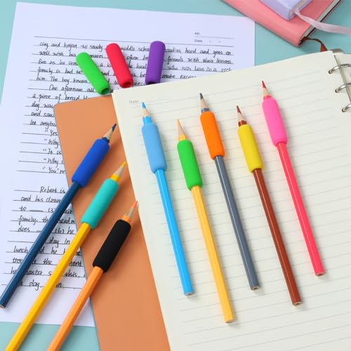 OSteed 50 Pcs Pencil Grips for Kids Handwriting, Classic Pencil Grippers for Kids and Adults, Comfort Pencil Holder for Writing Aid, Foam Finger Grips, Mechanical Pencil Cushion 10 Colors - Image 4