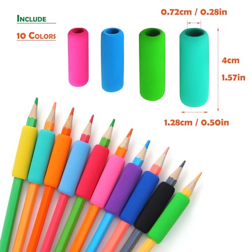 OSteed 50 Pcs Pencil Grips for Kids Handwriting, Classic Pencil Grippers for Kids and Adults, Comfort Pencil Holder for Writing Aid, Foam Finger Grips, Mechanical Pencil Cushion 10 Colors - Image 2